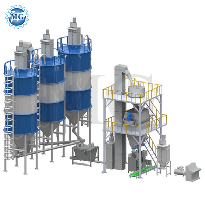 長い保証 10-20tph 乾砂泥生産ライン 壁 プラスタ 砂 セメント ミキサー セラミック タイル 粘着 粘着 敷き布団 製造 機械